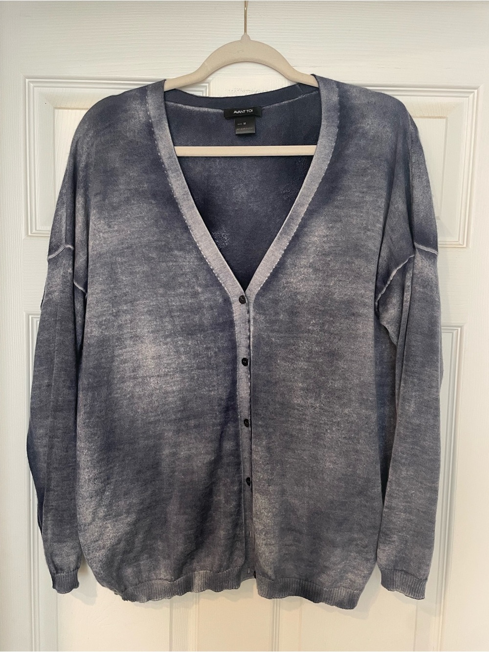 Avant Toi Washed Indigo V-Neck Button Cardigan